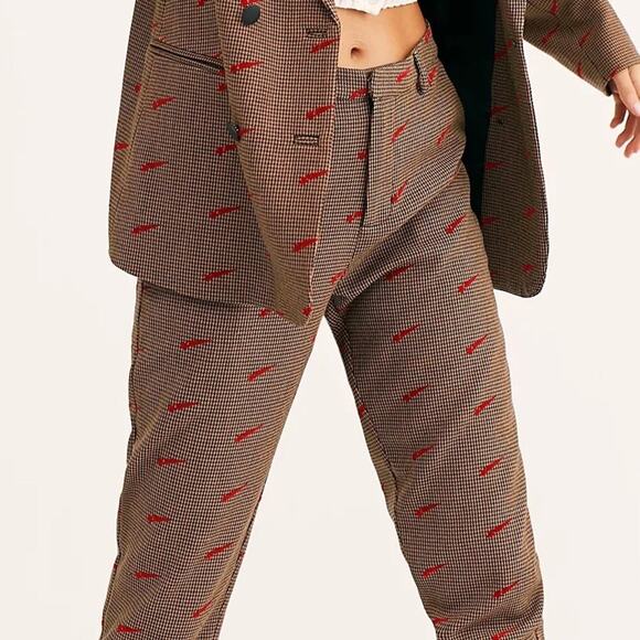 Scotch & Soda Houndstooth Shooting Star Tapered Trousers in "Brown Flock" Sz M - Picture 3 of 14
